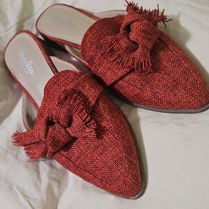 charles by Charles David Red Tweed Bow Mule Size 7.5